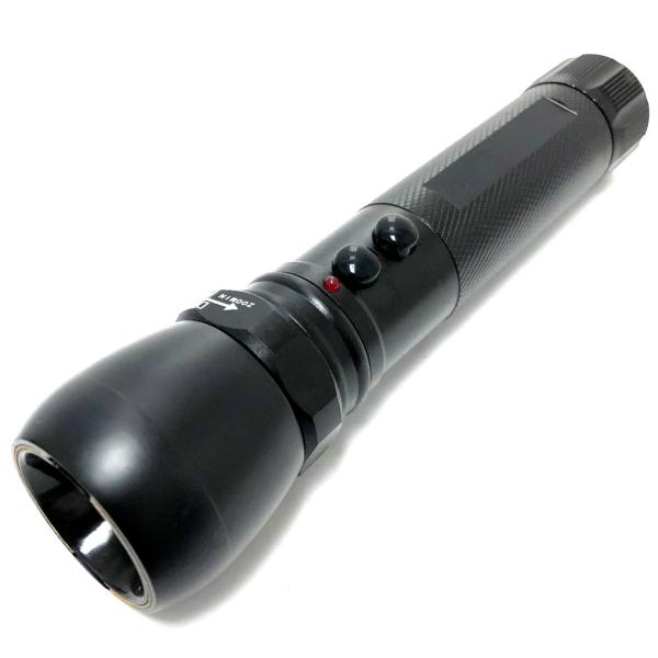 Metal POLICE Stun Gun 999MV Rechargeable LED Zoom Flashlight w/ Case BLACK