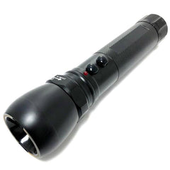 Metal POLICE Stun Gun 999MV Rechargeable LED Zoom Flashlight w/ Case BLACK