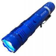 STINGTEC Tactical Stun Gun HIGH POWER Metal Rechargeable LED Flashlight - Blue - BLADE ADDICT