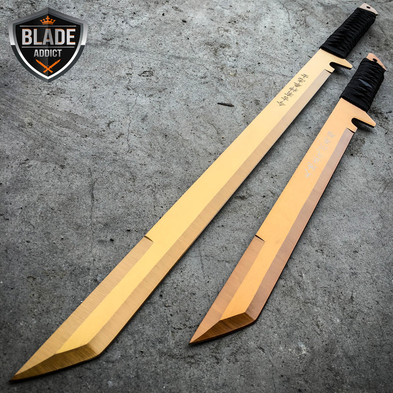 2PC 27" & 18" NINJA GOLD SWORD SET Machete