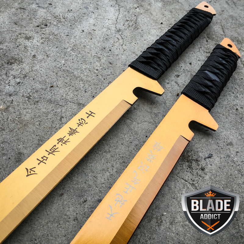 2PC 27" & 18" NINJA GOLD SWORD SET Machete