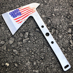 2 PC SILVER Tactical Axe TWIN Double USA FLAG Tomahawk Hatchet Throwing Knife