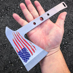 2 PC SILVER Tactical Axe TWIN Double USA FLAG Tomahawk Hatchet Throwing Knife