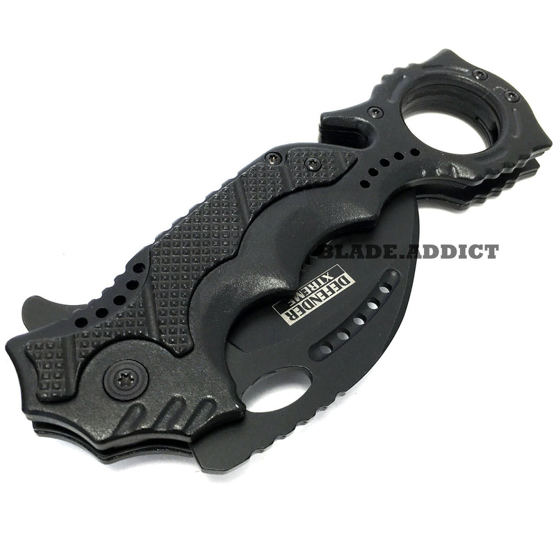 8" KARAMBIT Hawkbill Tactical Claw Spring Assisted Pocket Knife Rescue EDC
