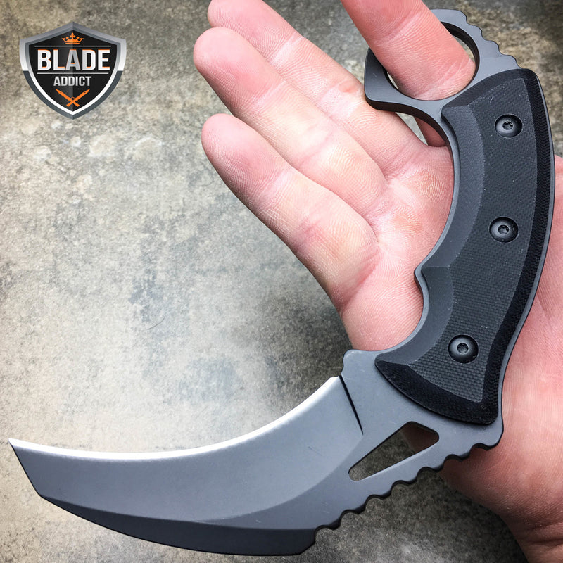 7" HEAVY DUTY FULL TANG TACTICAL HAWKBILL KARAMBIT FIXED BLADE HUNTING KNIFE NEW