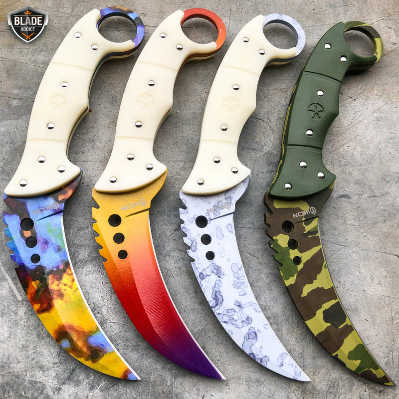 8.5" Tactical CSGO Talon FIXED BLADE Counter Strike Combat Karambit Claw Knife