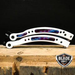 CSGO BUTTERFLY GALAXY WHITE BALISONG TRAINER KNIFE