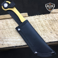 Straight Edge Razor FIXED BLADE GOLD Cleaver TANTO Hunting Knife Karambit NEW