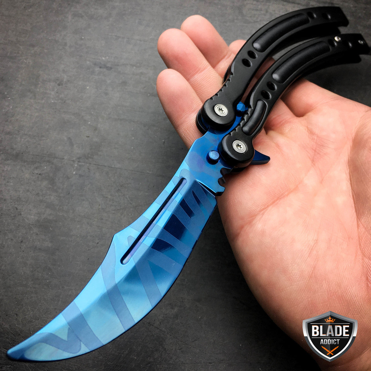 CSGO Butterfly Trainer Slaughter Blue Balisong Limited Edition Knife ...
