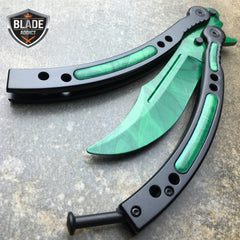 CSGO GAMMA EMERALD DOPPLER Practice Knife Balisong Butterfly Tactical Trainer