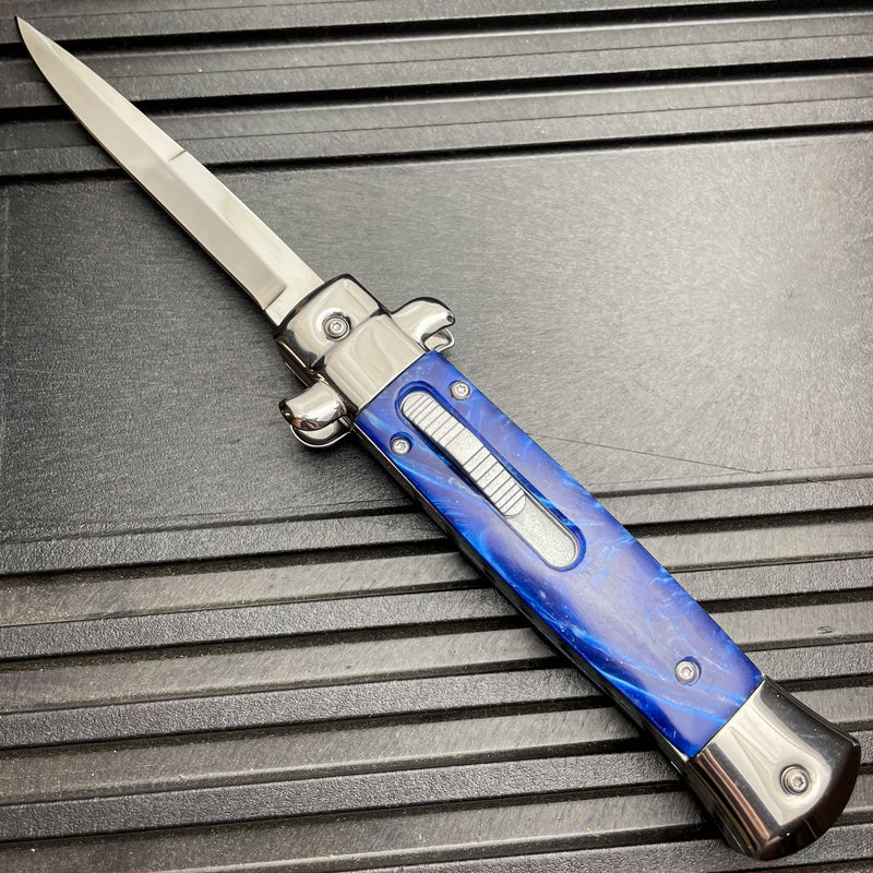 Classic Gentleman Italian Stiletto OTF Blue - BLADE ADDICT