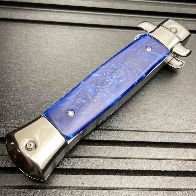 Classic Gentleman Italian Stiletto OTF Blue - BLADE ADDICT