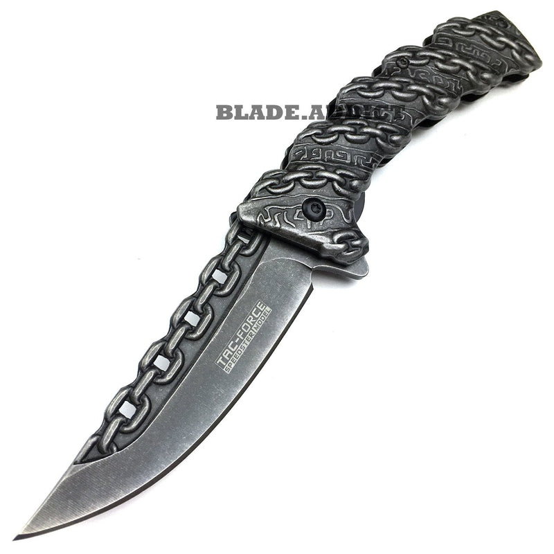 MEGAKNIFE CHAIN Spring Assisted Open Folding Pocket Knife Combat Tactical New