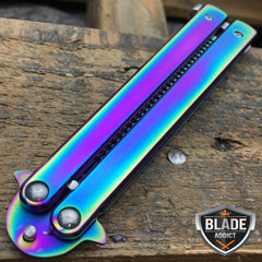 Butterfly Balisong Trainer Training COMB Knife Tool RAINBOW Metal Practice NEW