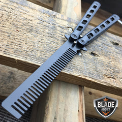 High Quality Practice BALISONG METAL BUTTERFLY COMB BRUSH Trainer Knife BLACK