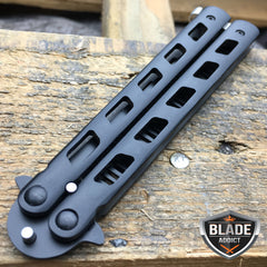 High Quality Practice BALISONG METAL BUTTERFLY COMB BRUSH Trainer Knife BLACK