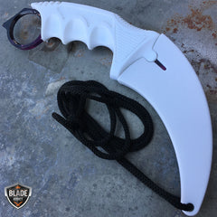 TACTICAL COMBAT KARAMBIT NECK KNIFE Hunting BOWIE FIXED BLADE GALAXY WHITE