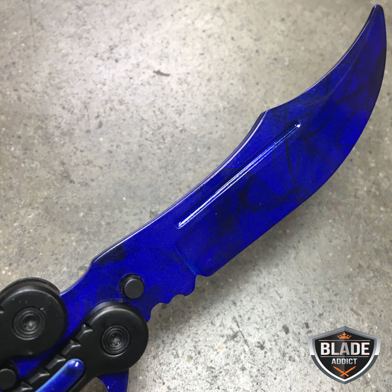 CSGO Blue Slaughter Practice Knife Balisong Butterfly Tactical