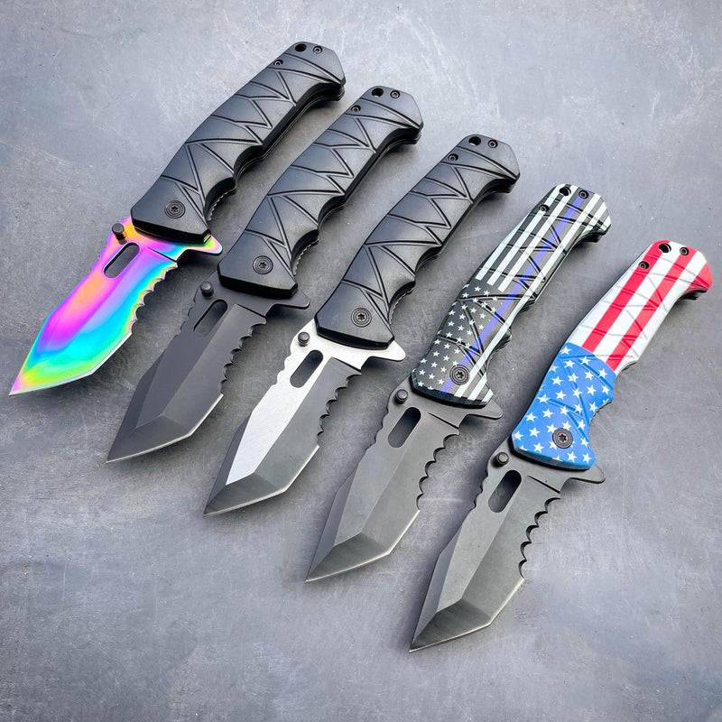 8" Military Spring Assisted Open Folding Pocket Knife - BLADE ADDICT