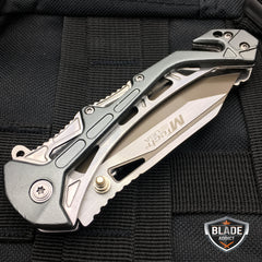 MTECH USA Tanto Spring Assisted Tactical Folding Pocket RESCUE Knife Open Grey