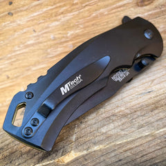 M-TECH BLACK Camping Tactical Spring Assisted Open Folding Pocket Knife Blade - BLADE ADDICT