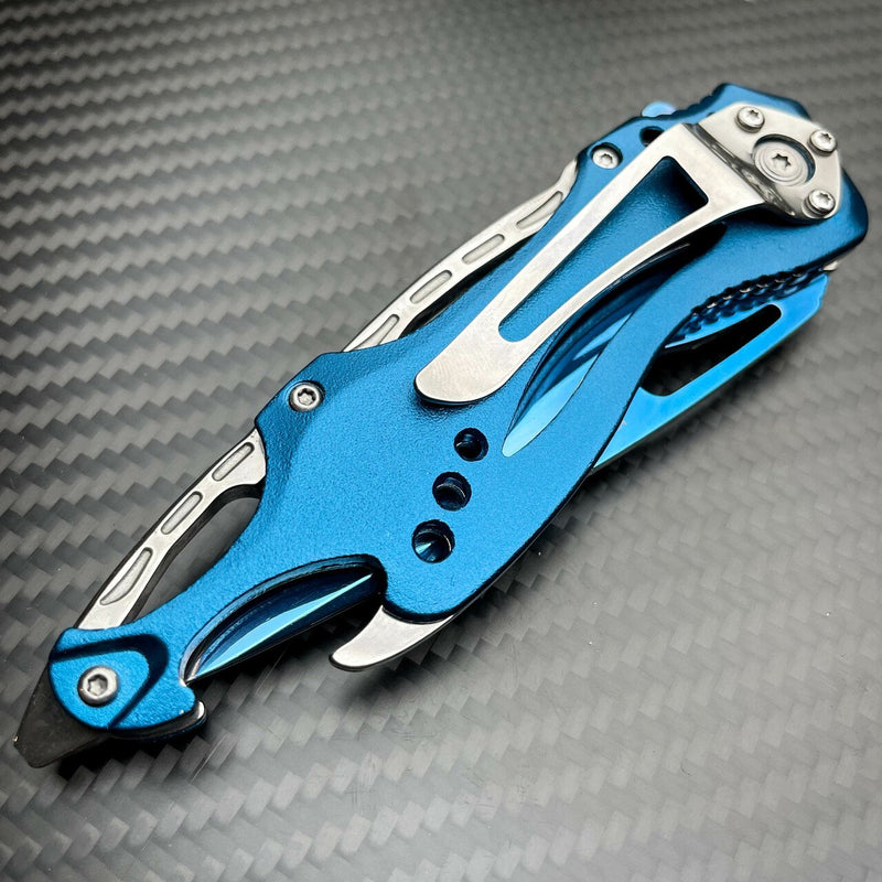 8.25" MTECH BLUE SPRING ASSISTED OPEN TACTICAL FOLDING POCKET KNIFE Blade - BLADE ADDICT