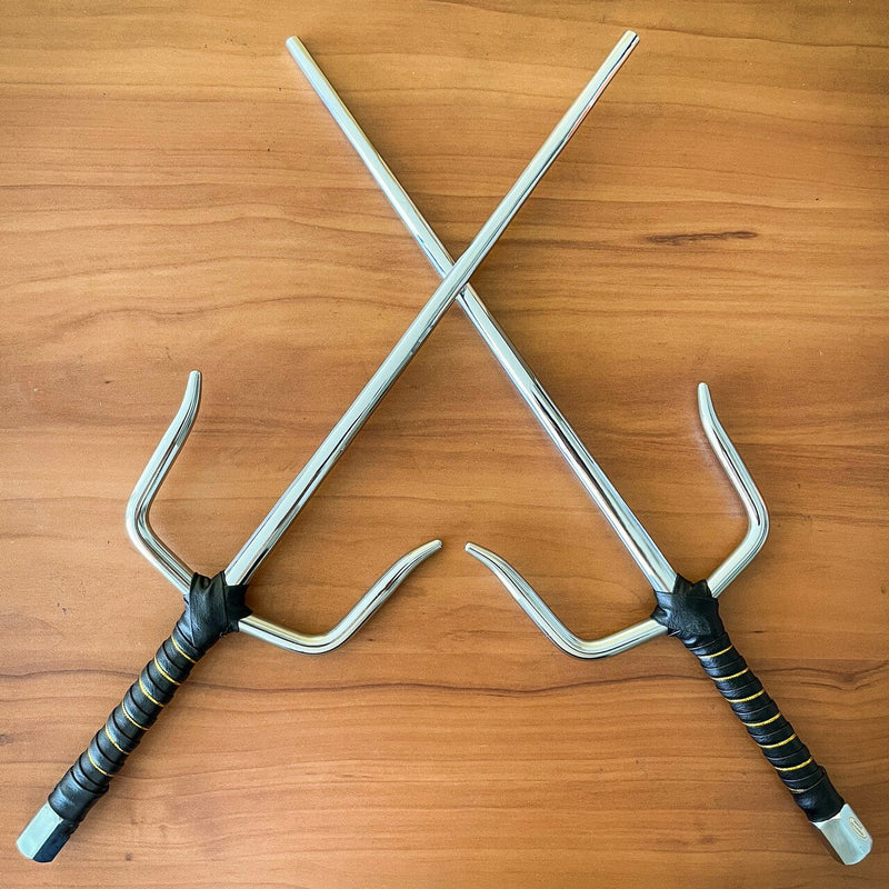 2PCS 19" Japanese Oni Ninja Metal Martial Arts Octagon Sai Set - BLADE ADDICT