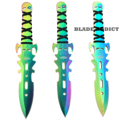 3PC Ninja Tactical Combat Naruto Kunai Throwing Knife + Sheath RAINBOW SET