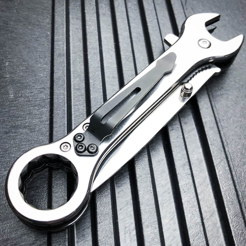 7.5" MULTI-TOOL WRENCH POCKET KNIFE TACTICAL SPRING ASSISTED OPEN FOLDING CHROME