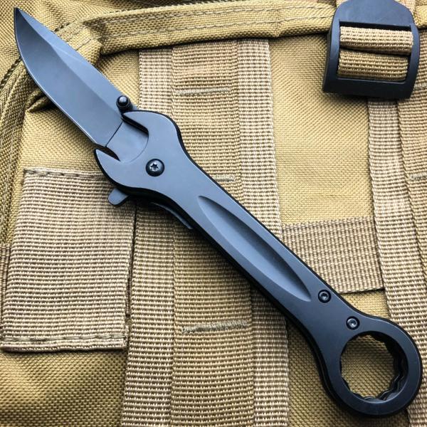 7.5" MULTI-TOOL WRENCH POCKET KNIFE TACTICAL SPRING ASSISTED OPEN FOLDING BLACK