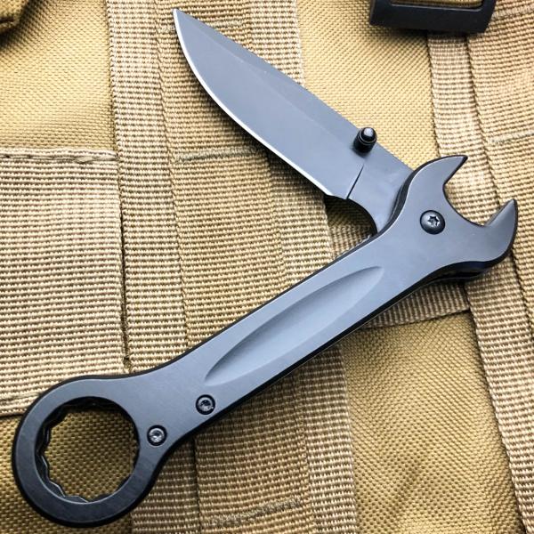 7.5" MULTI-TOOL WRENCH POCKET KNIFE TACTICAL SPRING ASSISTED OPEN FOLDING BLACK