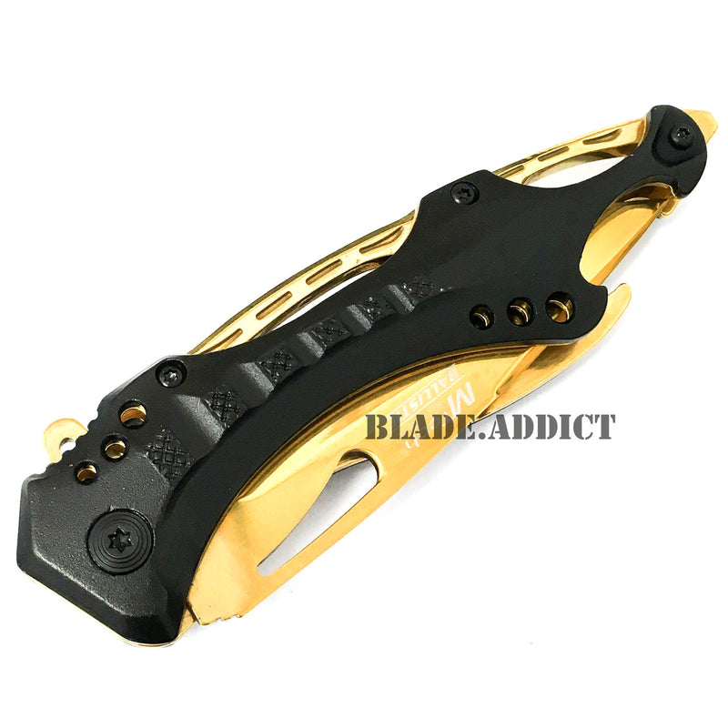 8" MTECH USA GOLD SPRING ASSISTED TACTICAL FOLDING KNIFE Blade Pocket Open