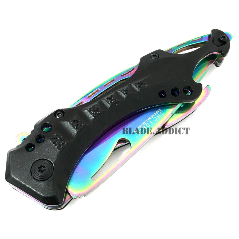 8" TAC FORCE RAINBOW SPRING ASSISTED TACTICAL FOLDING KNIFE Blade Open Pocket NEW