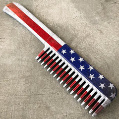 Dapper Defender Self Defense Brush Comb Knife USA Flag - BLADE ADDICT