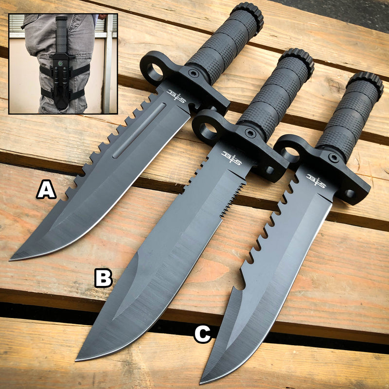 12.5" TACTICAL Hunting Fixed Blade Army SURVIVAL Knife w Fire Starter