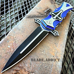 MEGAKNIFE Spring Assisted Open CELTIC CROSS Folding Blade STILETTO Pocket Knife BL