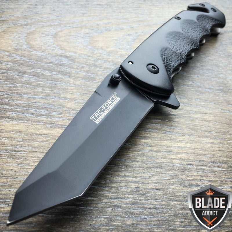 TAC-FORCE Tactical Combat SPRING ASSISTED OPEN Black Folding RESCUE POCKET KNIFE