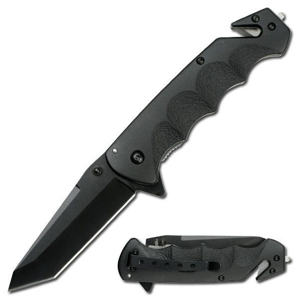 TAC-FORCE Tactical Combat SPRING ASSISTED OPEN Black Folding RESCUE POCKET KNIFE