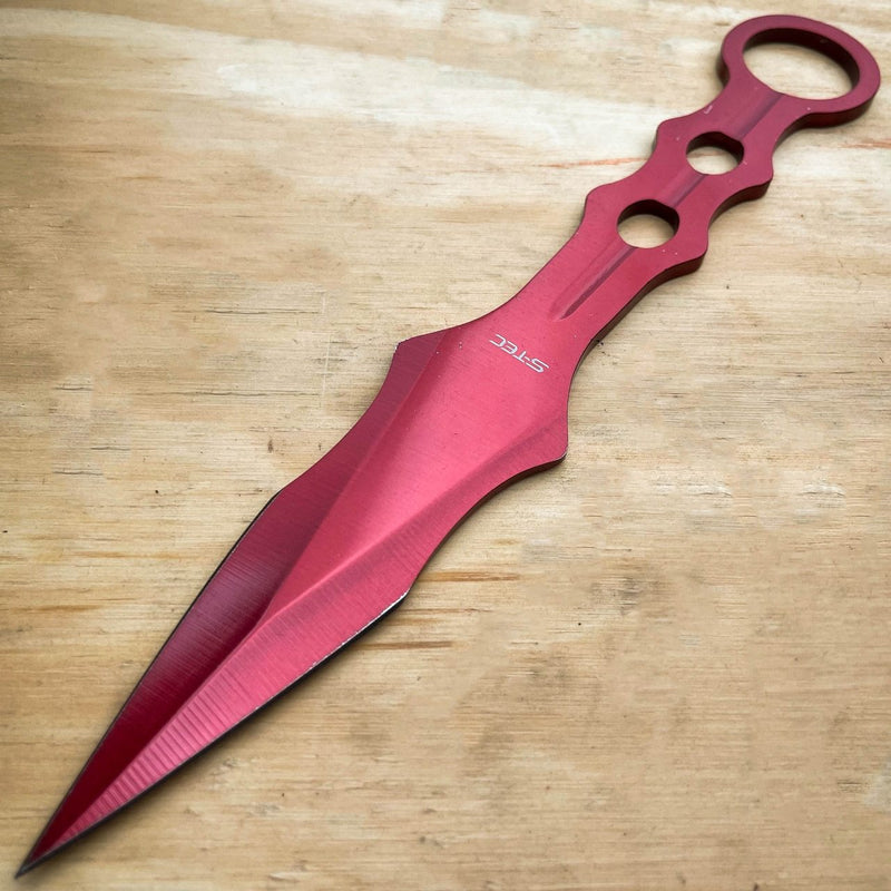 9" Ninja Tactical Fixed Blade Naruto Kunai Karambit Throwing Neck Knife RED - BLADE ADDICT