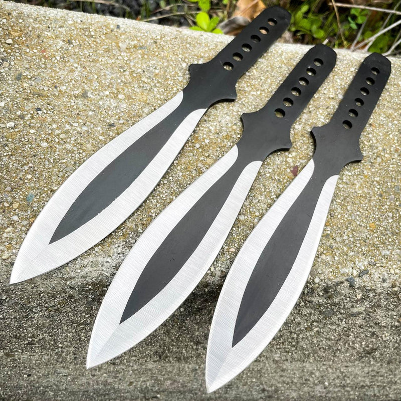 3PC 9" NINJA Kunai THROWING KNIFE Blade SET - BLADE ADDICT