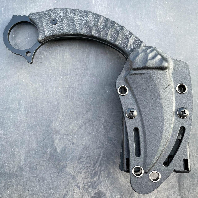 8" Military Survival Karambit Fixed Blade Camping Combat Knife w Hard Sheath - BLADE ADDICT