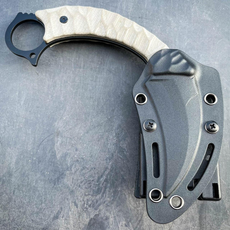 8" Military Survival Karambit Fixed Blade Camping Combat Knife w Hard Sheath - BLADE ADDICT