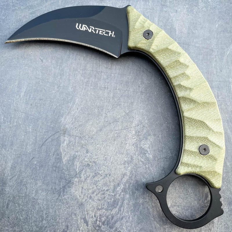 8" Military Survival Karambit Fixed Blade Camping Combat Knife w Hard Sheath - BLADE ADDICT