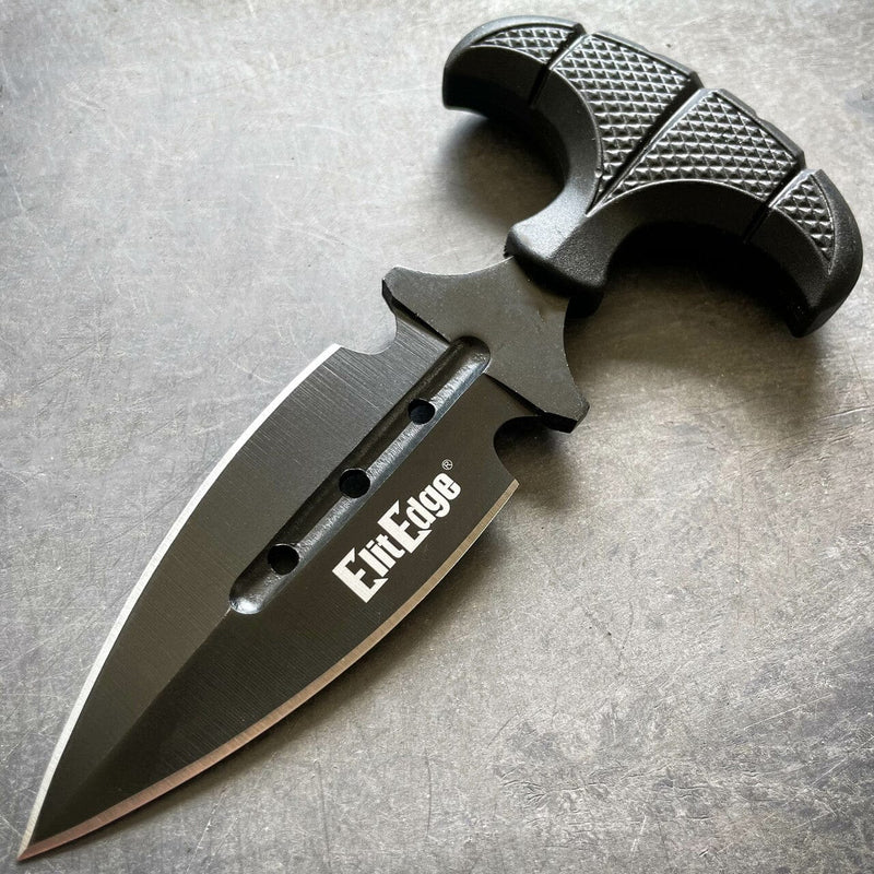 Military Push Dagger w/ Sheath Black - BLADE ADDICT