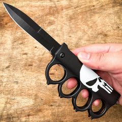 Tactical Trench Assisted Knife Black Skull - BLADE ADDICT