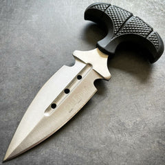 Military Push Dagger w/ Sheath Silver - BLADE ADDICT