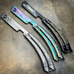 The Barber Balisong Butterfly Knife Straight Razor - BLADE ADDICT