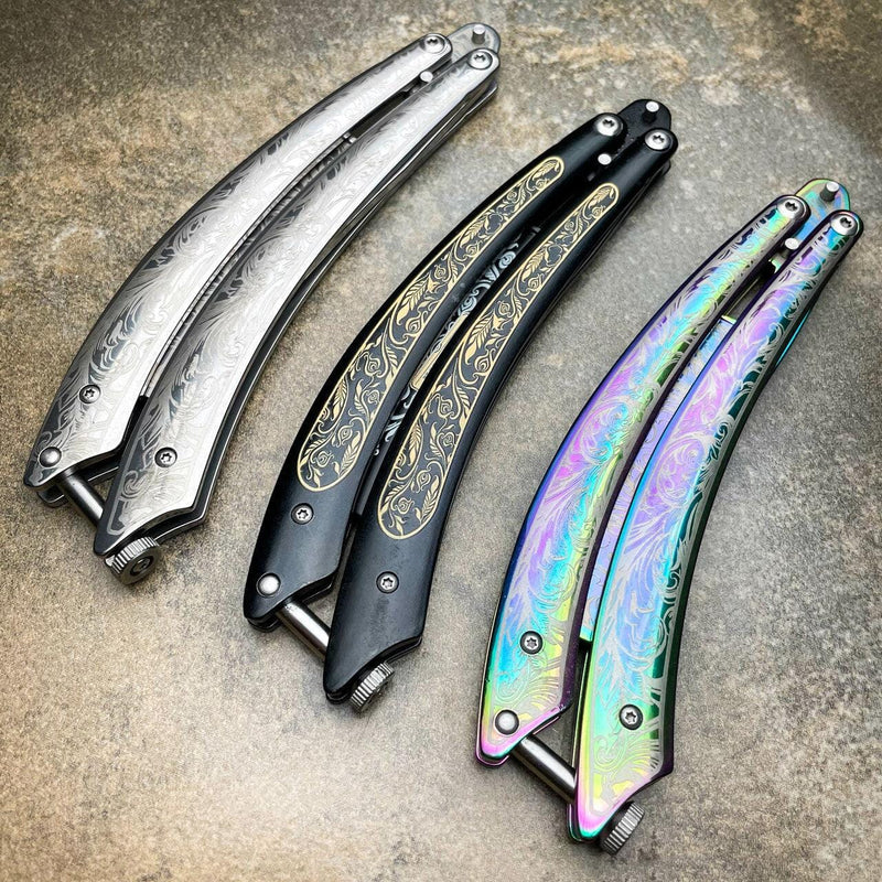 The Barber Balisong Butterfly Knife Straight Razor - BLADE ADDICT