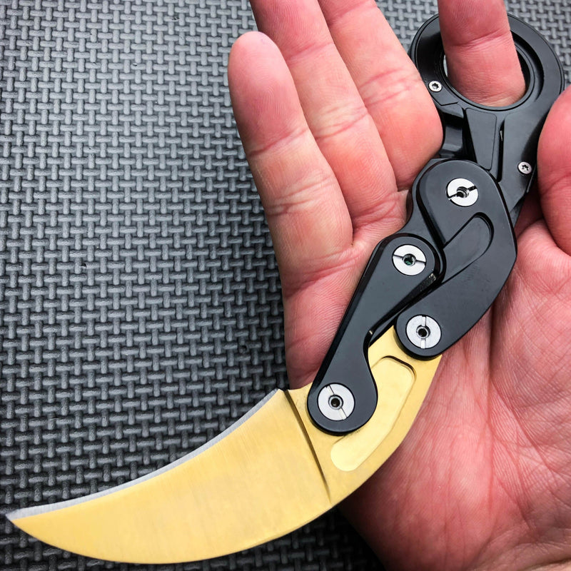 Self Defense Quick Karambit Knife Gold - BLADE ADDICT