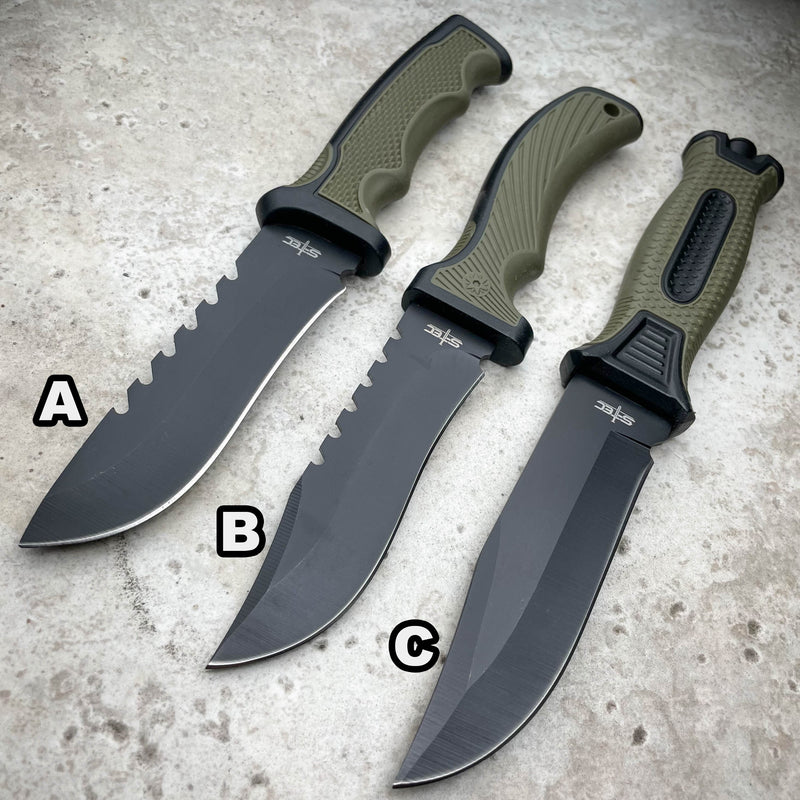 Tactical SURVIVAL Fixed Blade MILITARY COMBAT BOWIE Hunting Knife Black  13.5